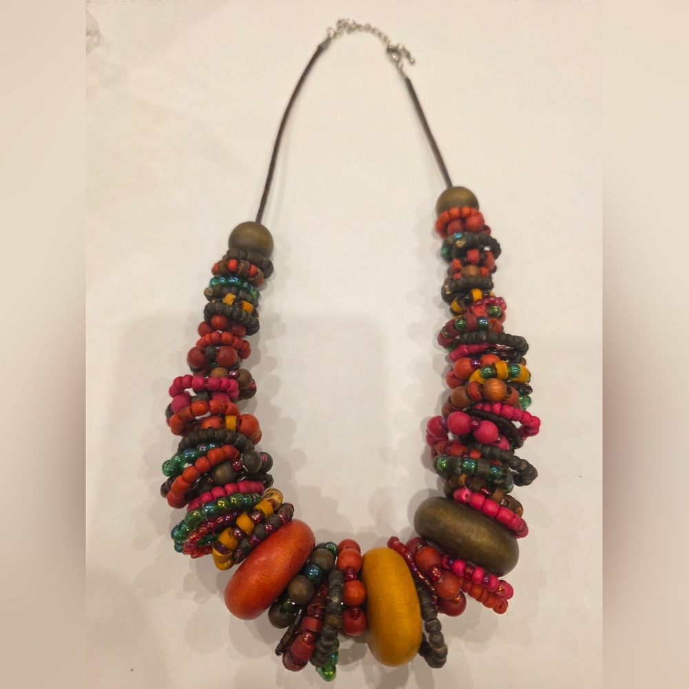 Handcrafted Multicolor Beaded Statement Necklace - image 1